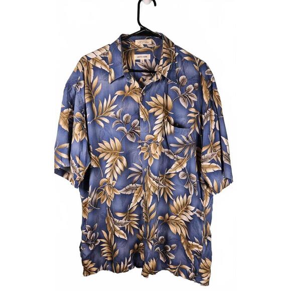 Pierre Cardin Men's Rayon Hawaiian Shirt - XL - Blue Floral Design - Picture 1 of 6